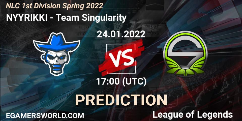 NYYRIKKI - Team Singularity: прогноз. 24.01.2022 at 17:00, LoL, NLC 1st Division Spring 2022