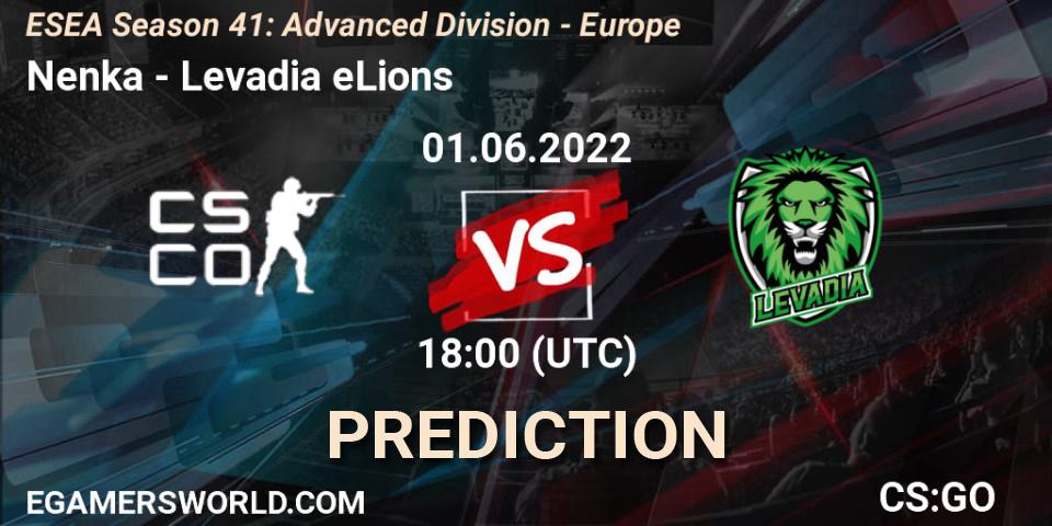 Nenka - Levadia eLions: прогноз. 01.06.2022 at 18:00, Counter-Strike (CS2), ESEA Season 41: Advanced Division - Europe