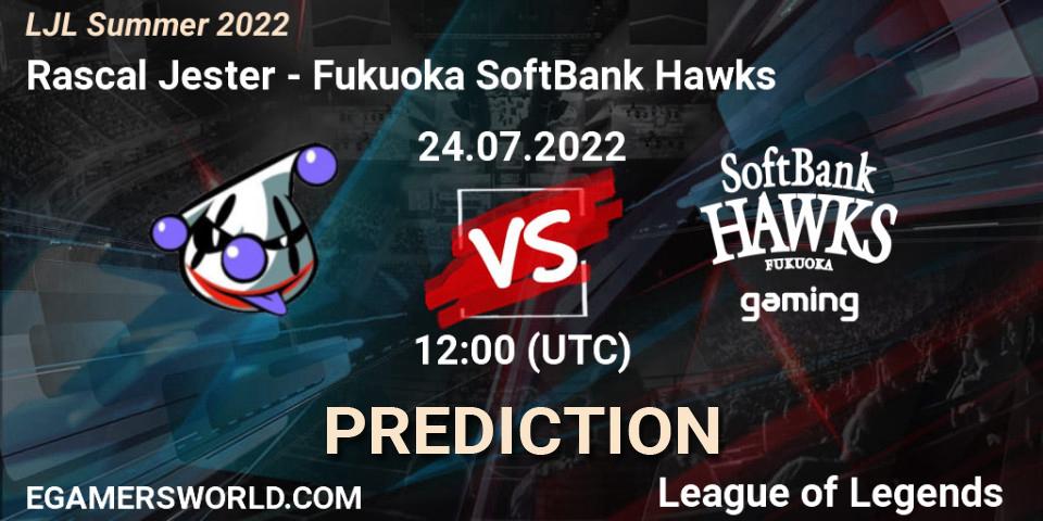 Rascal Jester - Fukuoka SoftBank Hawks: прогноз. 24.07.2022 at 12:00, LoL, LJL Summer 2022