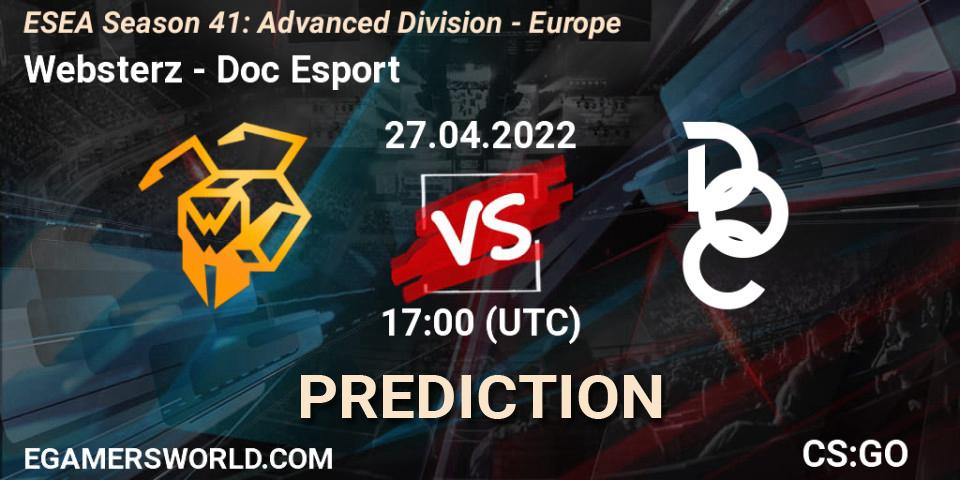 Websterz - Doc Esport: прогноз. 27.04.2022 at 17:00, Counter-Strike (CS2), ESEA Season 41: Advanced Division - Europe