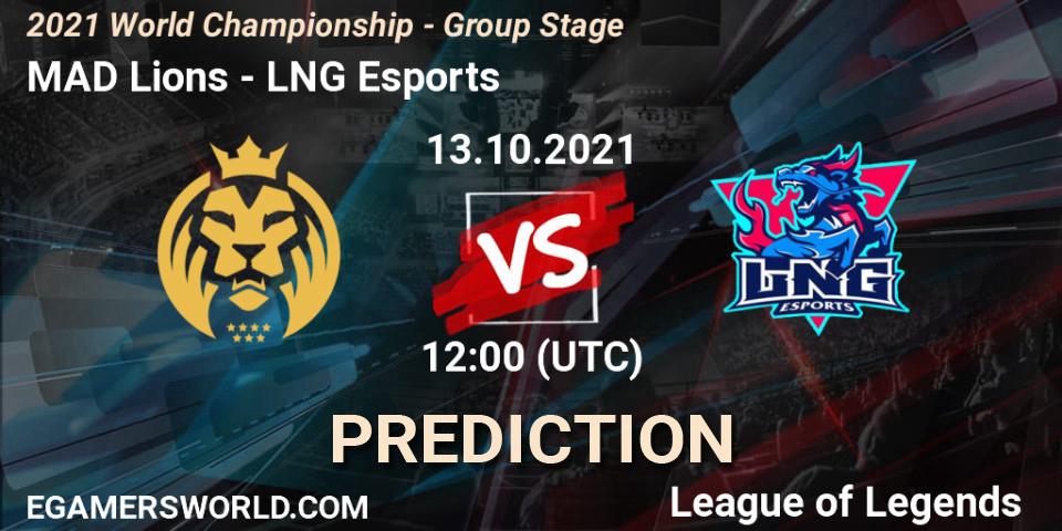 MAD Lions - LNG Esports: прогноз. 18.10.2021 at 16:10, LoL, 2021 World Championship - Group Stage
