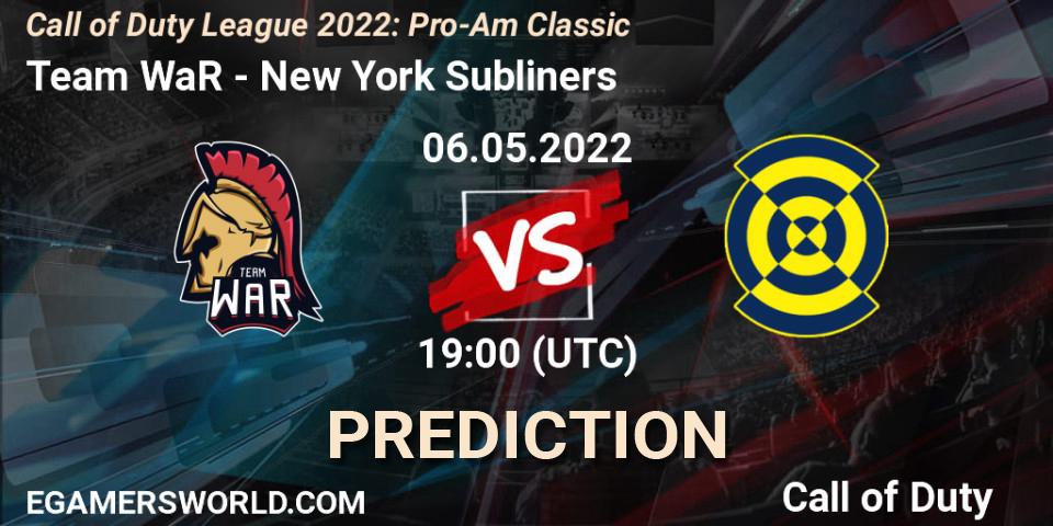 Team WaR - New York Subliners: прогноз. 06.05.2022 at 19:00, Call of Duty, Call of Duty League 2022: Pro-Am Classic