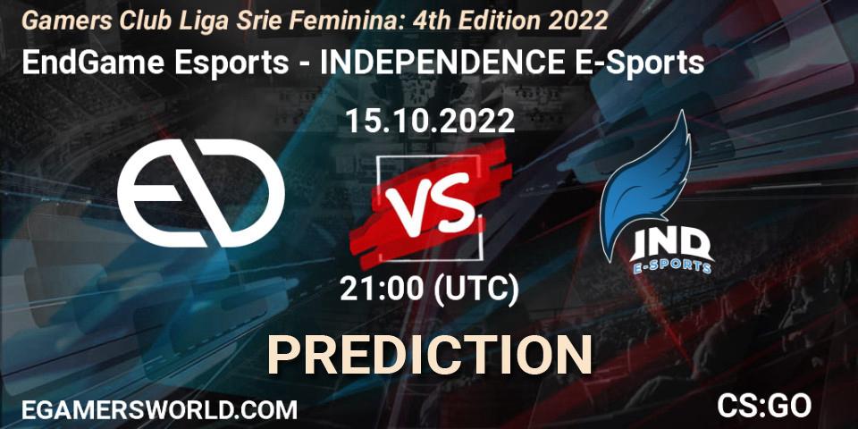 EndGame Esports - INDEPENDENCE E-Sports: прогноз. 15.10.22, CS2 (CS:GO), Gamers Club Liga Série Feminina: 4th Edition 2022