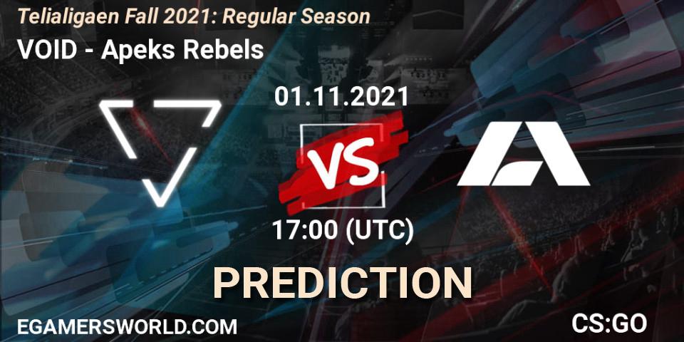 VOID - Apeks Rebels: прогноз. 01.11.2021 at 17:00, Counter-Strike (CS2), Telialigaen Fall 2021: Regular Season