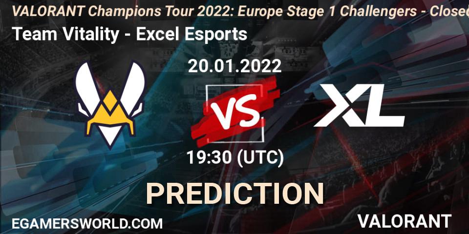 Team Vitality - Excel Esports: прогноз. 20.01.2022 at 19:30, VALORANT, VCT 2022: Europe Stage 1 Challengers - Closed Qualifier 2