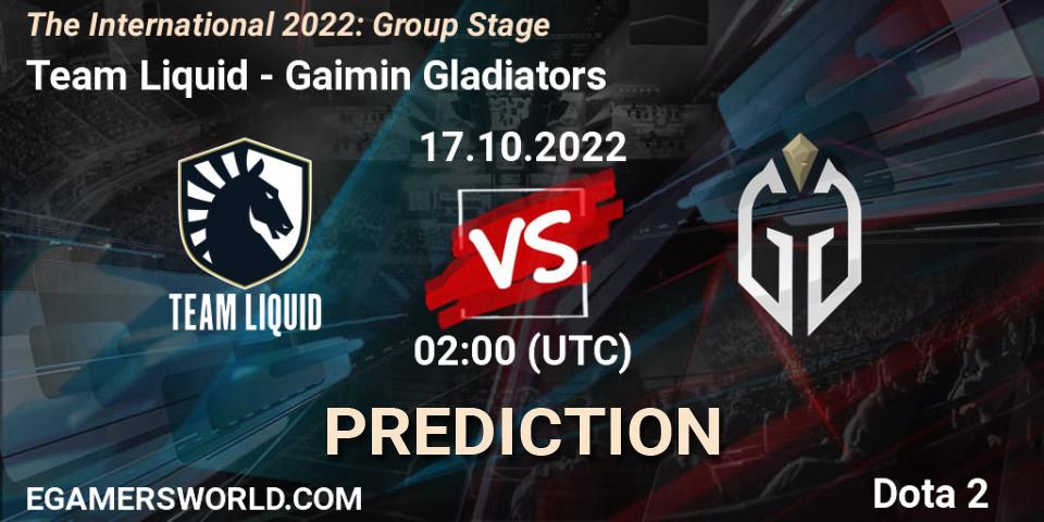 Team Liquid - Gaimin Gladiators: прогноз. 17.10.22, Dota 2, The International 2022: Group Stage