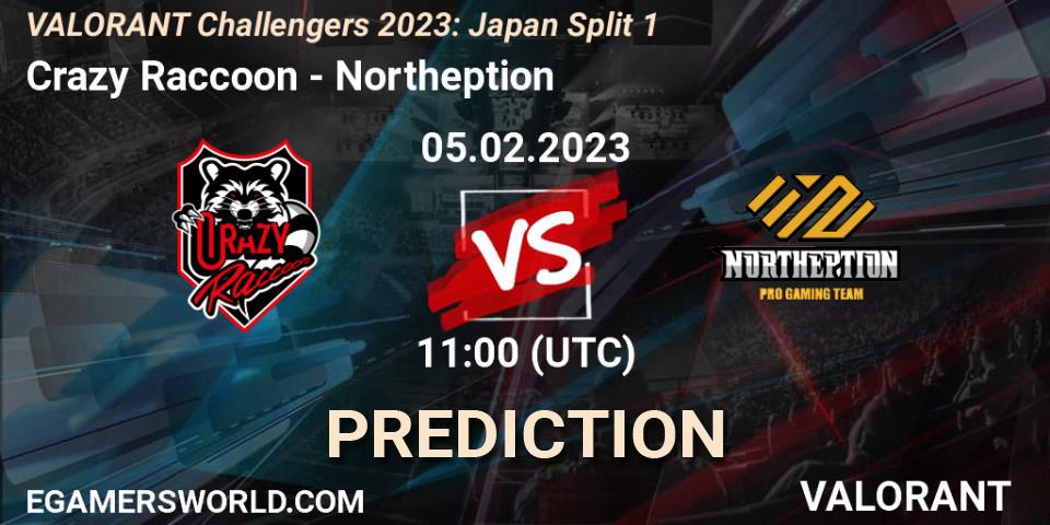 Crazy Raccoon - Northeption: прогноз. 05.02.23, VALORANT, VALORANT Challengers 2023: Japan Split 1