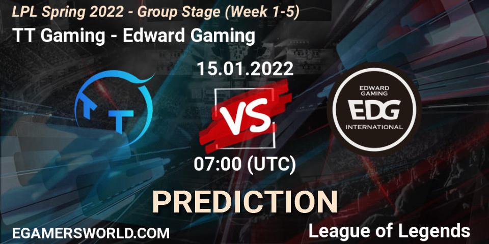 TT Gaming - Edward Gaming: прогноз. 15.01.2022 at 07:00, LoL, LPL Spring 2022 - Group Stage (Week 1-5)