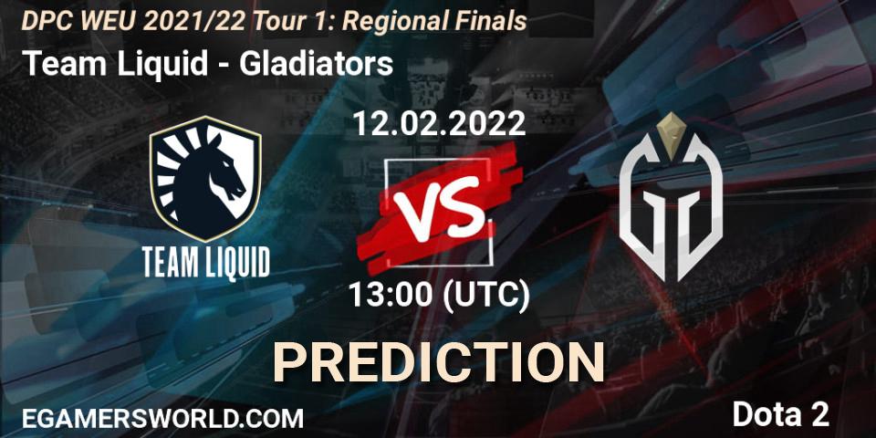 Team Liquid - Gladiators: прогноз. 12.02.2022 at 12:55, Dota 2, DPC WEU 2021/22 Tour 1: Regional Finals