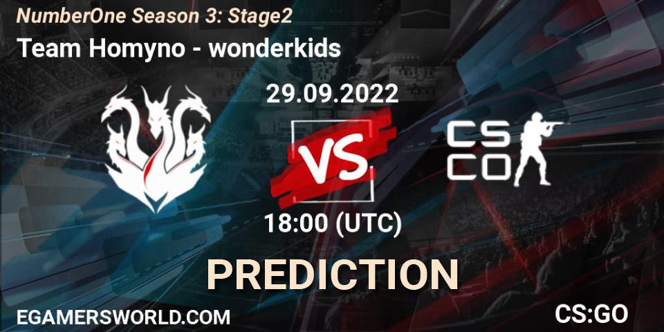 Team Homyno - wonderkids: прогноз. 29.09.2022 at 18:00, Counter-Strike (CS2), NumberOne Season 3: Stage 2
