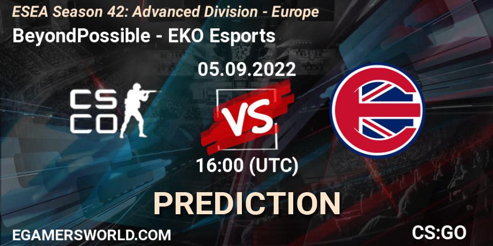BeyondPossible - EKO Esports: прогноз. 05.09.2022 at 16:00, Counter-Strike (CS2), ESEA Season 42: Advanced Division - Europe