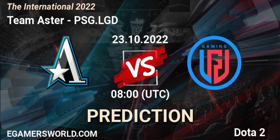 Team Aster - PSG.LGD: прогноз. 23.10.2022 at 07:51, Dota 2, The International 2022