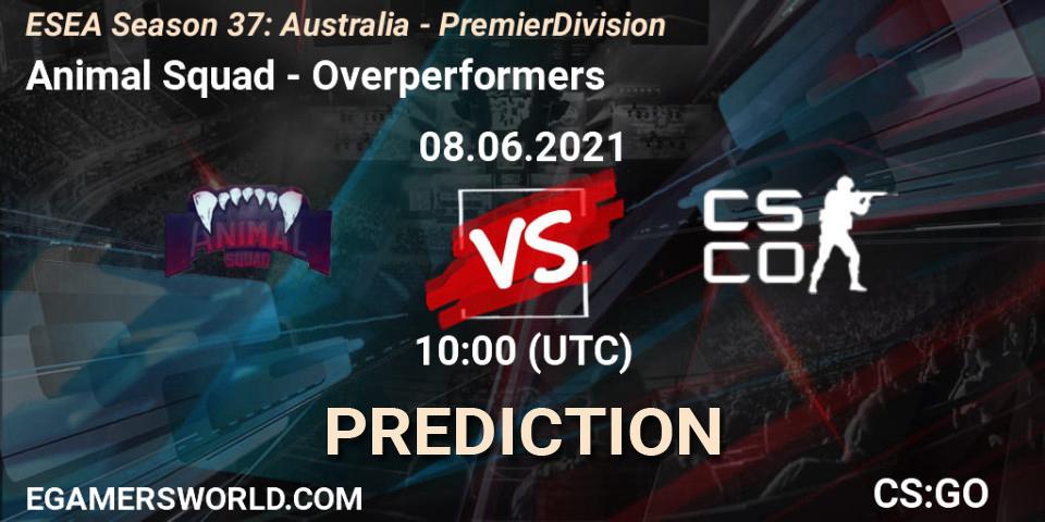 Animal Squad - Overperformers: прогноз. 08.06.2021 at 10:00, Counter-Strike (CS2), ESEA Season 37: Australia - Premier Division
