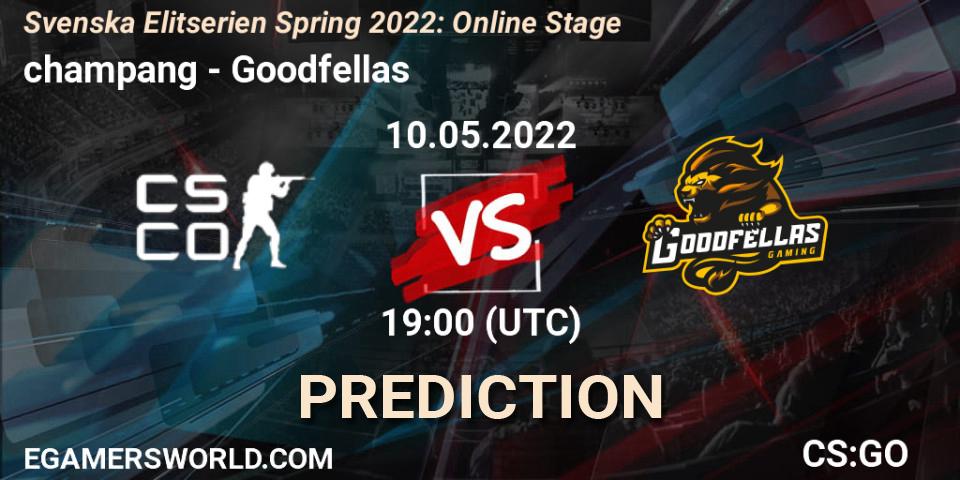 champang - Goodfellas: прогноз. 10.05.2022 at 19:00, Counter-Strike (CS2), Svenska Elitserien Spring 2022: Online Stage