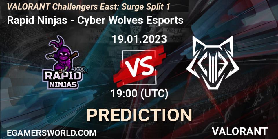 Rapid Ninjas - Cyber Wolves Esports: прогноз. 19.01.2023 at 20:00, VALORANT, VALORANT Challengers 2023 East: Surge Split 1
