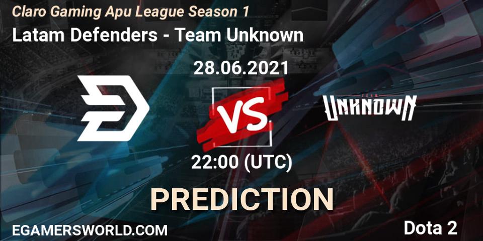 Latam Defenders - Team Unknown: прогноз. 28.06.2021 at 21:42, Dota 2, Claro Gaming Apu League Season 1