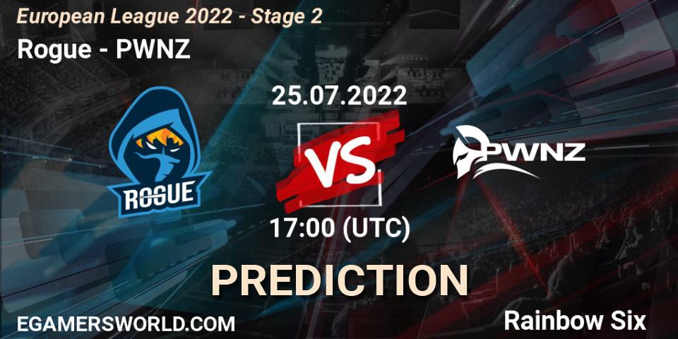 Rogue - PWNZ: прогноз. 25.07.2022 at 17:00, Rainbow Six, European League 2022 - Stage 2