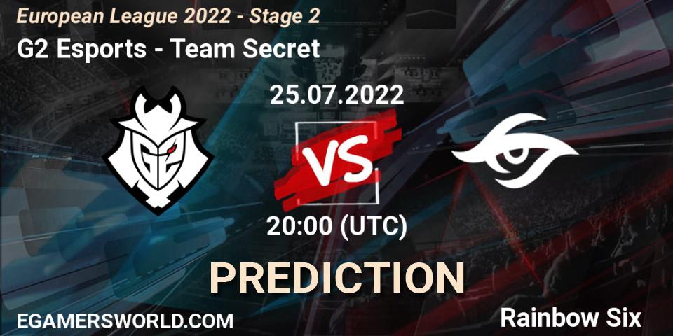 G2 Esports - Team Secret: прогноз. 25.07.22, Rainbow Six, European League 2022 - Stage 2