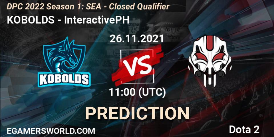 KOBOLDS - InteractivePH: прогноз. 26.11.2021 at 10:47, Dota 2, DPC 2022 Season 1: SEA - Closed Qualifier