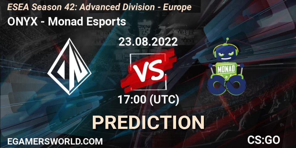 ONYX - Monad Esports: прогноз. 30.08.2022 at 16:00, Counter-Strike (CS2), ESEA Season 42: Advanced Division - Europe