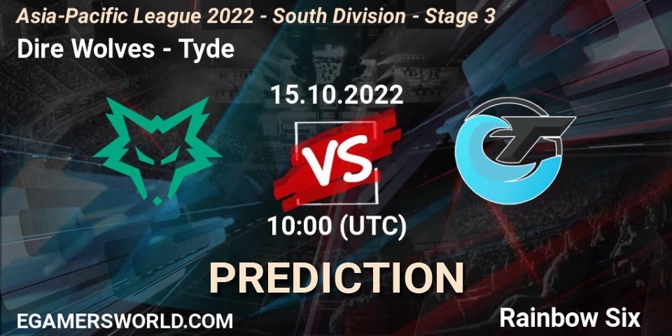 Dire Wolves - Tyde: прогноз. 15.10.2022 at 10:00, Rainbow Six, Asia-Pacific League 2022 - South Division - Stage 3