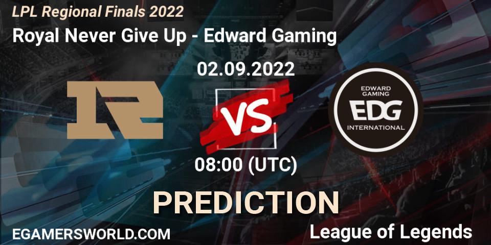 Royal Never Give Up - Edward Gaming: прогноз. 02.09.22, LoL, LPL Regional Finals 2022
