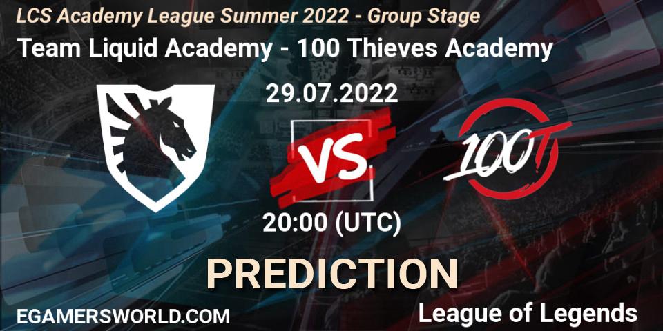 Team Liquid Academy - 100 Thieves Academy: прогноз. 29.07.2022 at 20:00, LoL, LCS Academy League Summer 2022 - Group Stage