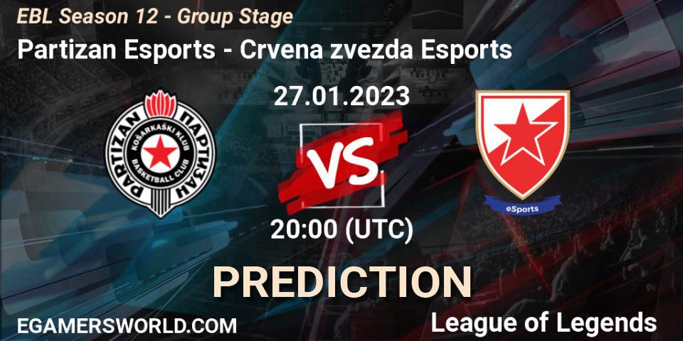 Partizan Esports - Crvena zvezda Esports: прогноз. 27.01.2023 at 20:00, LoL, EBL Season 12 - Group Stage
