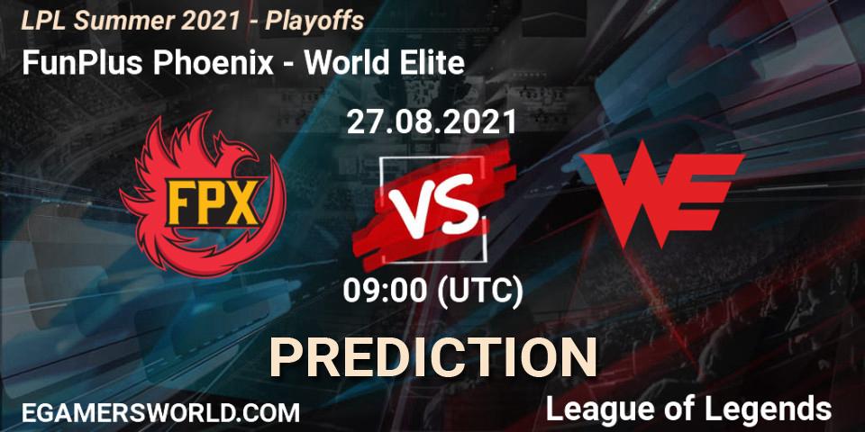 FunPlus Phoenix - World Elite: прогноз. 27.08.2021 at 09:00, LoL, LPL Summer 2021 - Playoffs