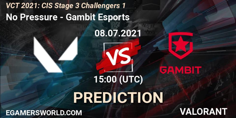 No Pressure - Gambit Esports: прогноз. 08.07.2021 at 15:00, VALORANT, VCT 2021: CIS Stage 3 Challengers 1