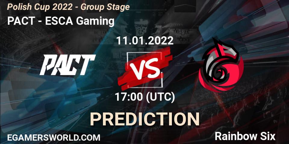 PACT - ESCA Gaming: прогноз. 11.01.2022 at 17:00, Rainbow Six, Polish Cup 2022 - Group Stage
