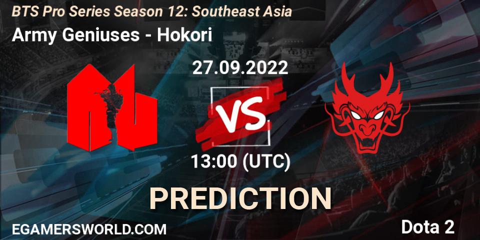 Army Geniuses - Hokori: прогноз. 27.09.2022 at 13:56, Dota 2, BTS Pro Series Season 12: Southeast Asia