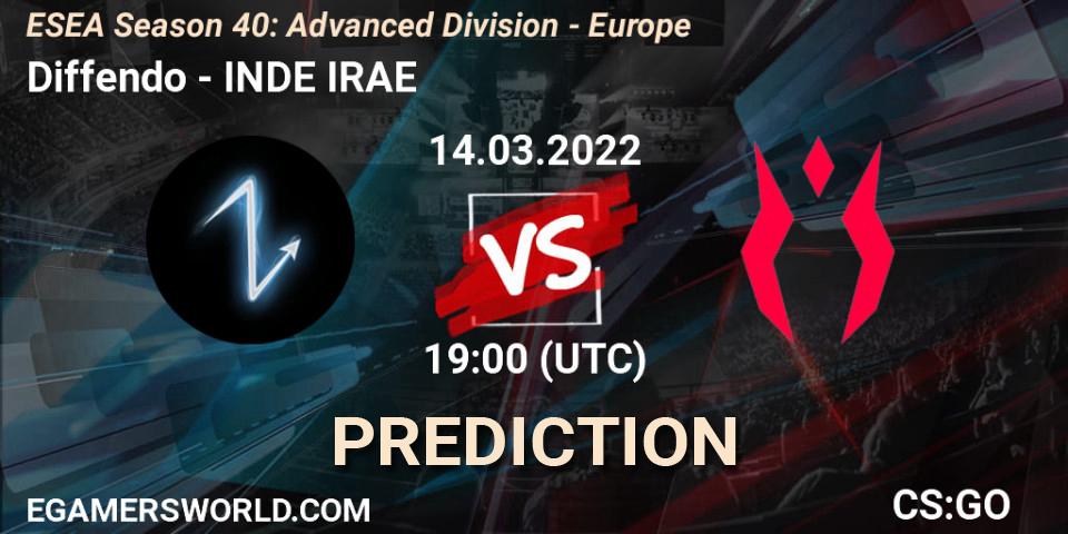 Diffendo - INDE IRAE: прогноз. 14.03.2022 at 19:00, Counter-Strike (CS2), ESEA Season 40: Advanced Division - Europe