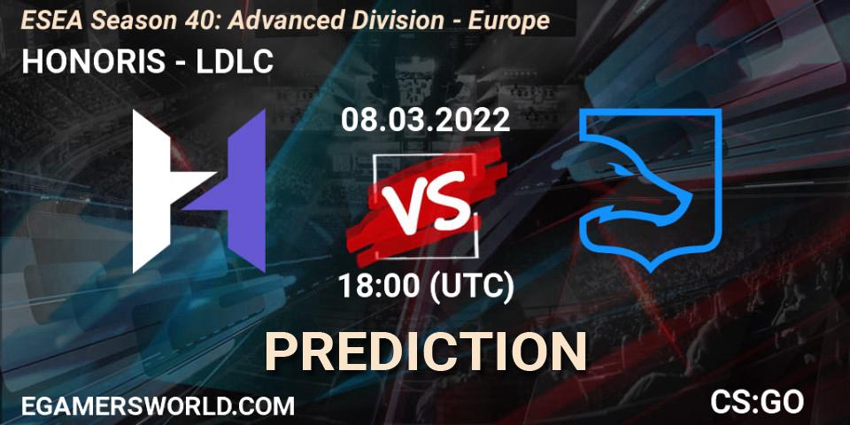 HONORIS - LDLC: прогноз. 08.03.2022 at 18:00, Counter-Strike (CS2), ESEA Season 40: Advanced Division - Europe