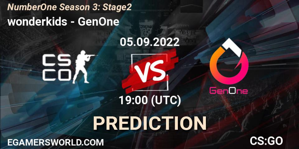 wonderkids - GenOne: прогноз. 05.09.2022 at 18:00, Counter-Strike (CS2), NumberOne Season 3: Stage 2