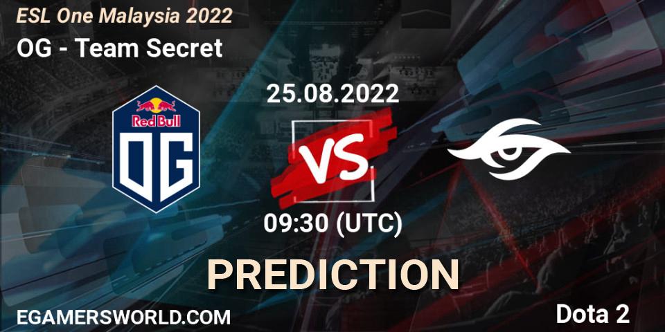 OG - Team Secret: прогноз. 25.08.22, Dota 2, ESL One Malaysia 2022