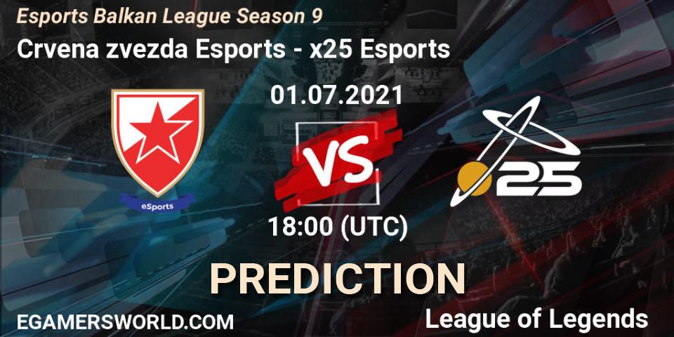 Crvena zvezda Esports - x25 Esports: прогноз. 01.07.2021 at 18:00, LoL, Esports Balkan League Season 9