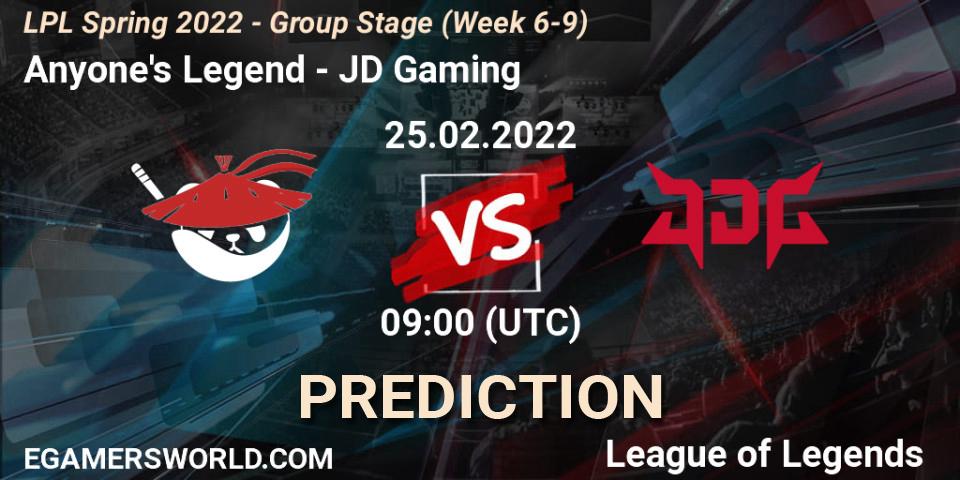 Anyone's Legend - JD Gaming: прогноз. 25.02.22, LoL, LPL Spring 2022 - Group Stage (Week 6-9)