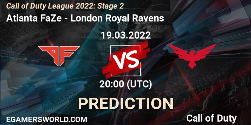 Atlanta FaZe - London Royal Ravens: прогноз. 19.03.2022 at 19:00, Call of Duty, Call of Duty League 2022: Stage 2