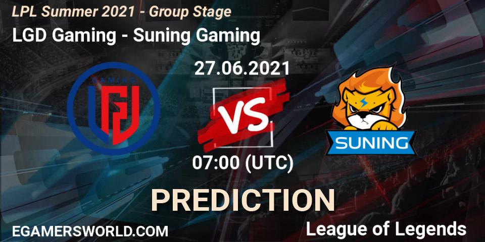 LGD Gaming - Suning Gaming: прогноз. 27.06.2021 at 07:00, LoL, LPL Summer 2021 - Group Stage