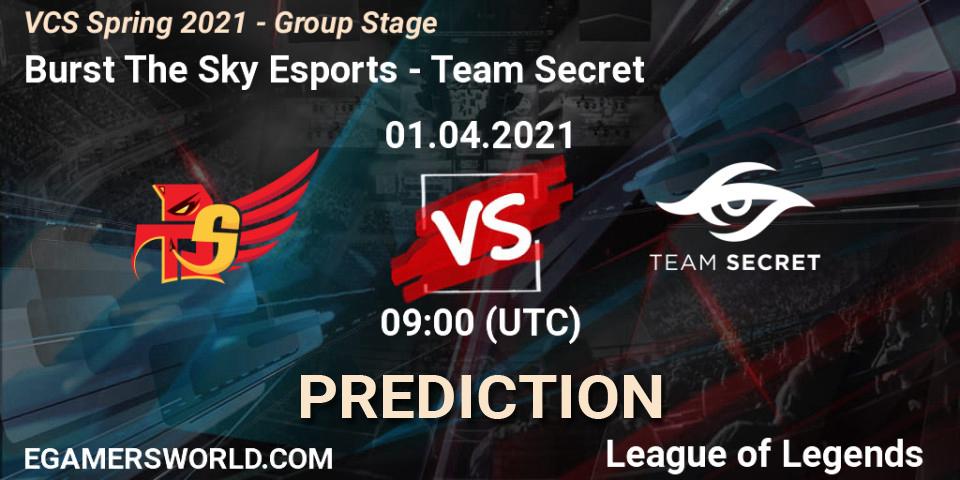 Burst The Sky Esports - Team Secret: прогноз. 01.04.2021 at 11:00, LoL, VCS Spring 2021 - Group Stage