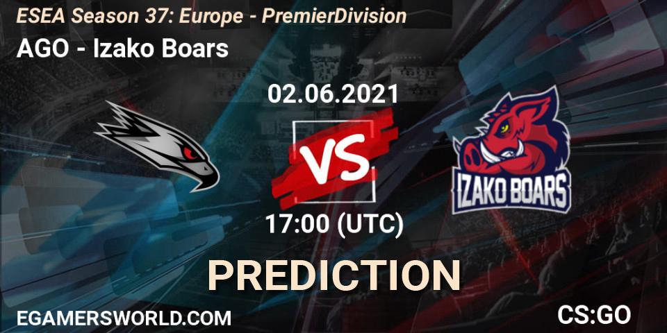 AGO - Izako Boars: прогноз. 02.06.2021 at 17:00, Counter-Strike (CS2), ESEA Season 37: Europe - Premier Division