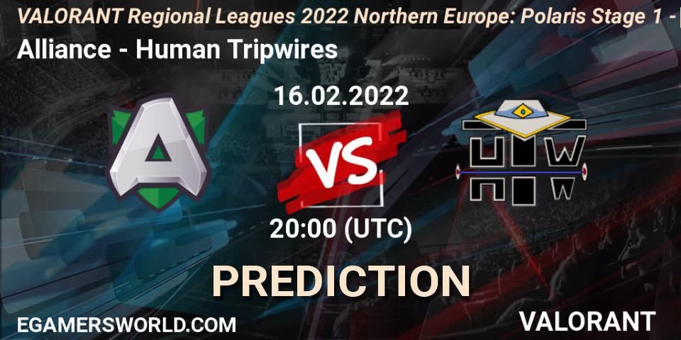 Alliance - Human Tripwires: прогноз. 16.02.2022 at 20:00, VALORANT, VALORANT Regional Leagues 2022 Northern Europe: Polaris Stage 1 - Regular Season