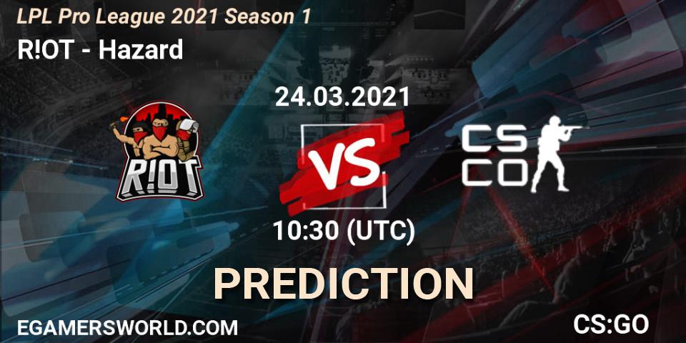 R!OT - Hazard: прогноз. 24.03.21, CS2 (CS:GO), LPL Pro League 2021 Season 1