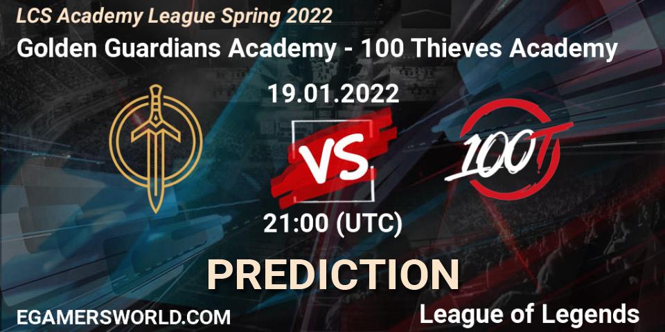 Golden Guardians Academy - 100 Thieves Academy: прогноз. 19.01.2022 at 21:00, LoL, LCS Academy League Spring 2022