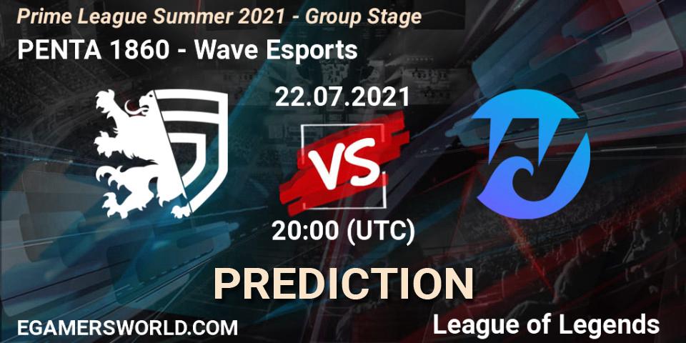 PENTA 1860 - Wave Esports: прогноз. 22.07.2021 at 17:00, LoL, Prime League Summer 2021 - Group Stage