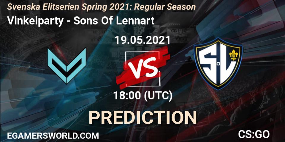 Vinkelparty - Sons Of Lennart: прогноз. 19.05.2021 at 18:00, Counter-Strike (CS2), Svenska Elitserien Spring 2021: Regular Season