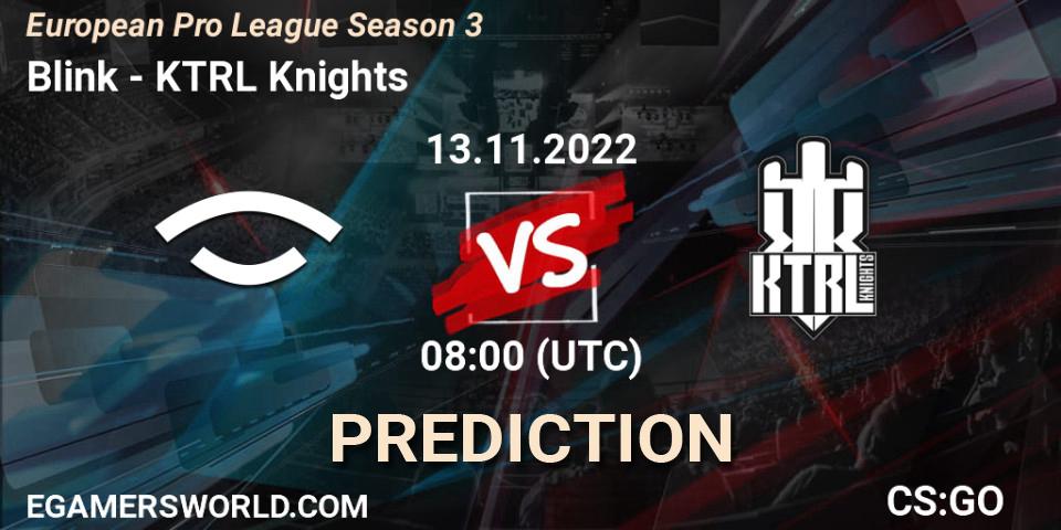 Blink - KTRL Knights: прогноз. 14.11.2022 at 16:00, Counter-Strike (CS2), European Pro League Season 3