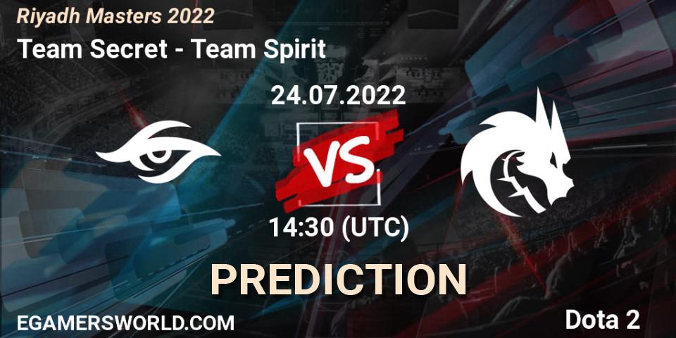 Team Secret - Team Spirit: прогноз. 24.07.2022 at 14:32, Dota 2, Riyadh Masters 2022