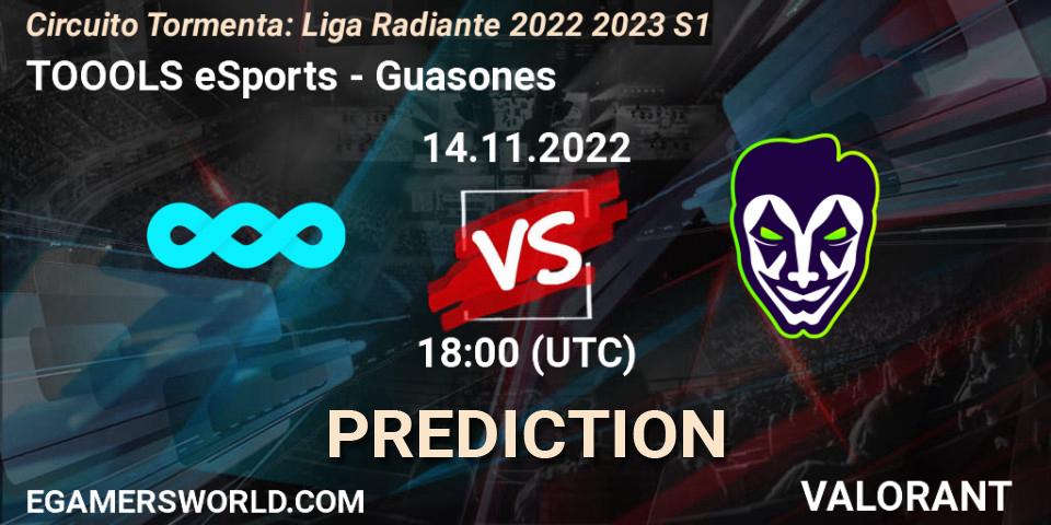 TOOOLS eSports - Guasones: прогноз. 14.11.2022 at 18:00, VALORANT, Circuito Tormenta: Liga Radiante 2022 2023 S1